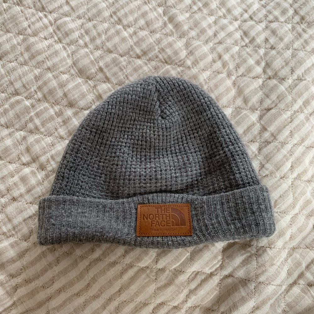 The North Face wool beanie hat grey